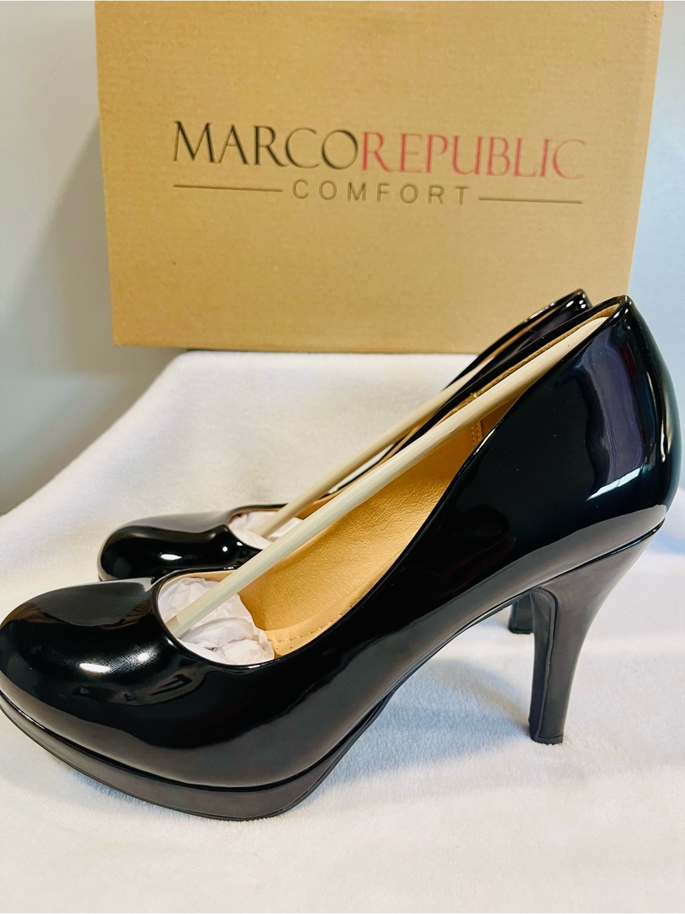 MarcoRepublic Comfort Black Patent High Heel Pumps in ROME STYLE